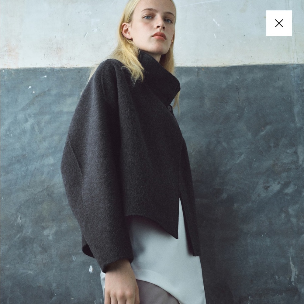 Mango Oversized Wool Blend Jacket in Charcoal